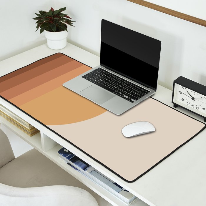 Minimal Retro Sunset Sunrise - Neutral Desert Orange Desk Mat Gallery Image 2