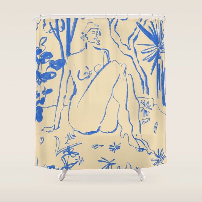 MYSTICAL FOREST BLUE Shower Curtain Gallery Image 1