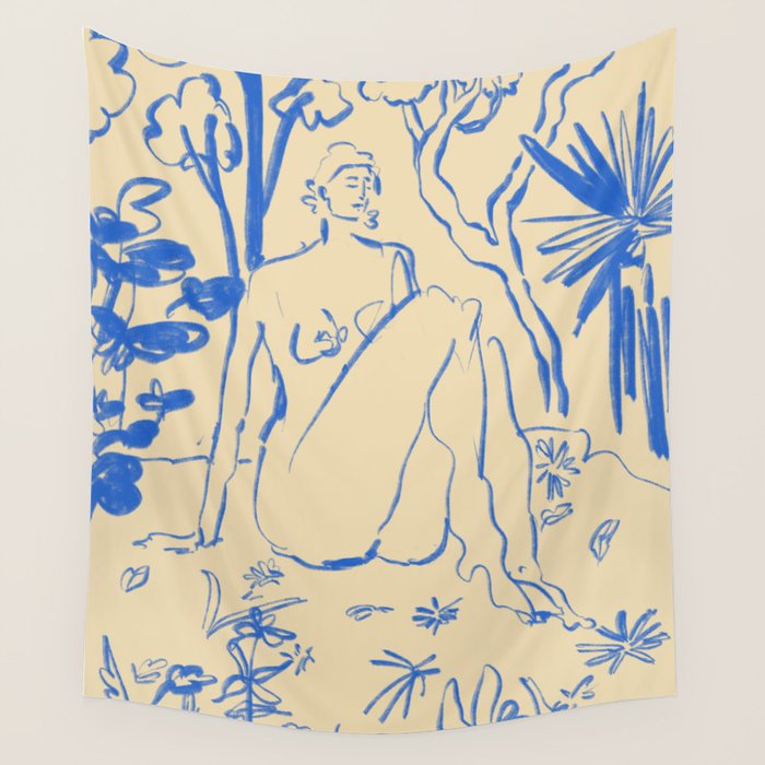 MYSTICAL FOREST BLUE Wall Tapestry Gallery Image 4