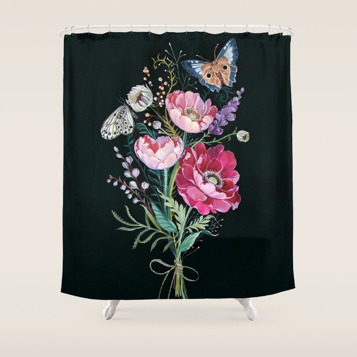 Butterfly Floral Bouquet Shower Curtain Gallery Image 1