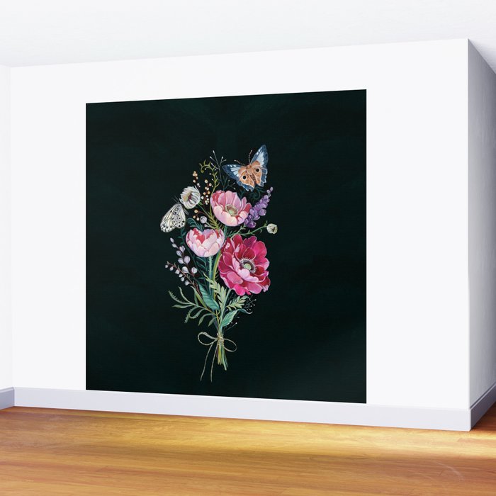 Butterfly Floral Bouquet Wall Mural Gallery Image 2
