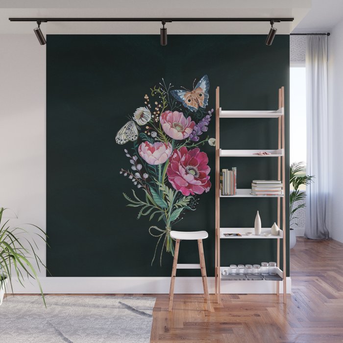 Butterfly Floral Bouquet Wall Mural Gallery Image 1
