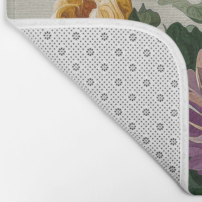 Birthflower Gift Aster Flower Art Floral Print Japanese Wall Art Poster Birthday Painting for her Bath Mat Gallery Image 2