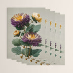 Birthflower Gift Aster Flower Art Floral Print Japanese Wall Art Poster Birthday Painting for her Wrapping Paper Gallery Image 3