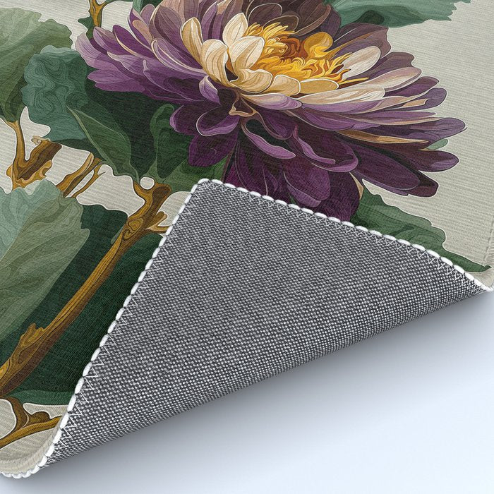 Birthflower Gift Aster Flower Art Floral Print Japanese Wall Art Poster Birthday Painting for her Rug Gallery Image 4