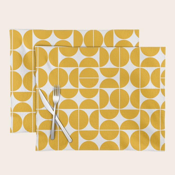 Mid Century Modern Geometric 04 Yellow Placemat Gallery Image 1