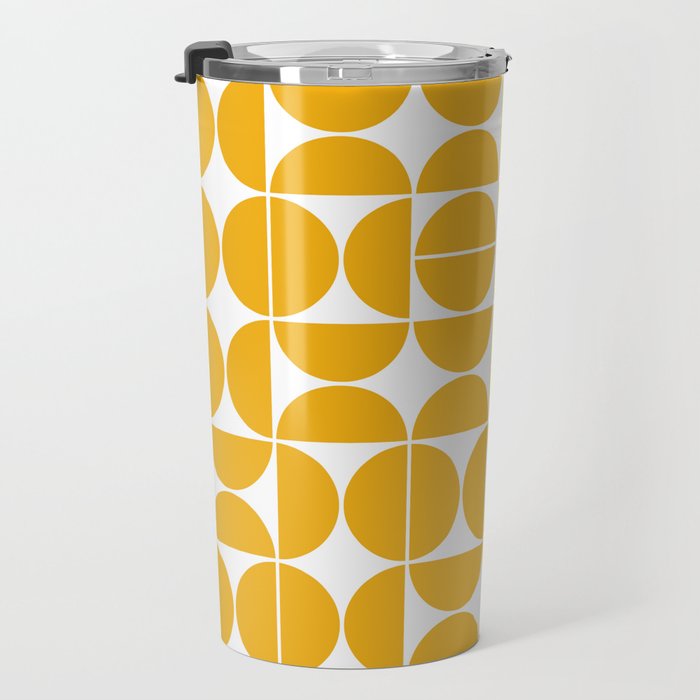 Mid Century Modern Geometric 04 Yellow Travel Mug Gallery Image 3