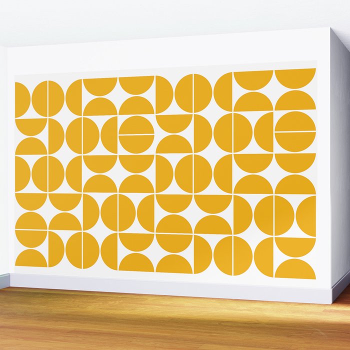 Mid Century Modern Geometric 04 Yellow Wall Mural Gallery Image 2