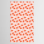 Red Santa Hats & Snowflakes on Linen Pink - Modern Festive Pattern Tablecloth Gallery Image 2