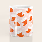 Red Santa Hats & Snowflakes on Linen Pink - Modern Festive Pattern Coffee Mug Gallery Image 4