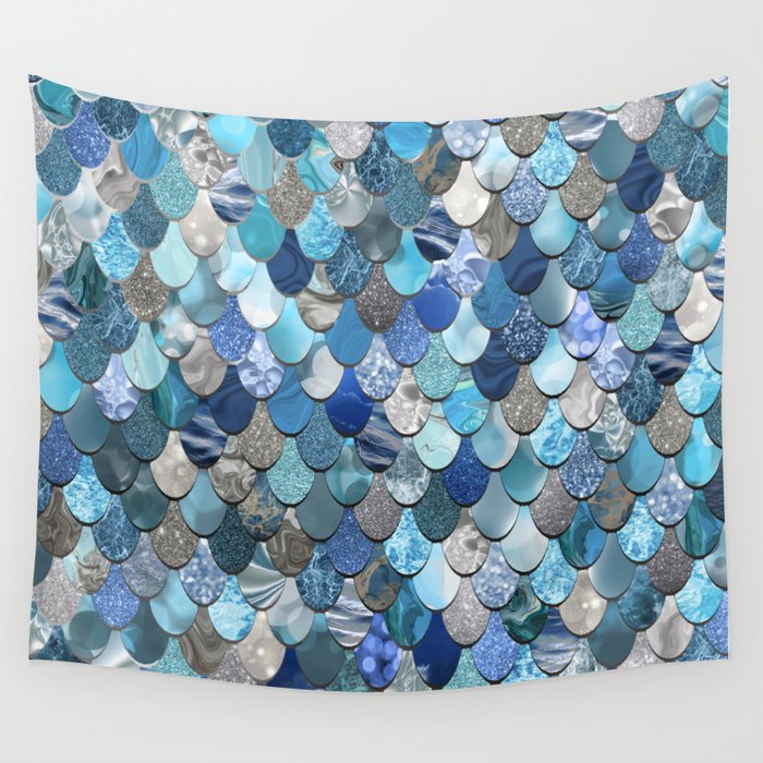 Mermaid Ocean Blue Pattern Wall Tapestry Gallery Image 4