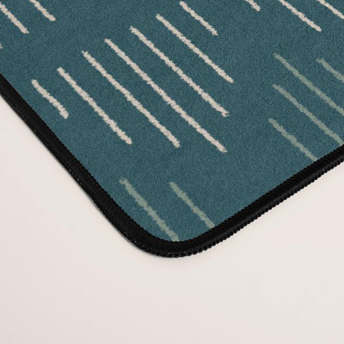 Minimalist Mudcloth 3 in Cream and Olive on Teal Desk Mat Gallery Image 4