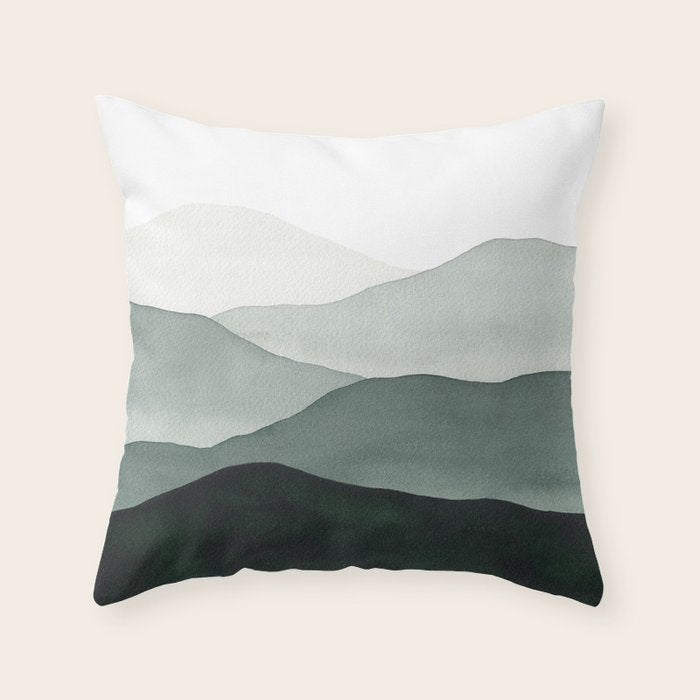 Green Mountains Throw Pillow Gallery Image 1