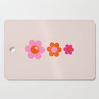 Les Fleurs | 01 - Abstract Retro Floral, Pink And Orange Print Preppy Flowers Cutting Board Gallery Image 1