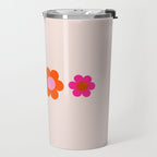 Les Fleurs | 01 - Abstract Retro Floral, Pink And Orange Print Preppy Flowers Travel Mug Gallery Image 2