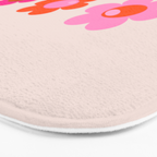 Les Fleurs | 01 - Abstract Retro Floral, Pink And Orange Print Preppy Flowers Bath Mat Gallery Image 3