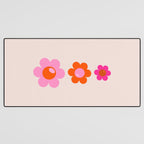 Les Fleurs | 01 - Abstract Retro Floral, Pink And Orange Print Preppy Flowers Desk Mat Gallery Image 3