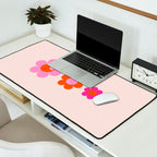 Les Fleurs | 01 - Abstract Retro Floral, Pink And Orange Print Preppy Flowers Desk Mat Gallery Image 2