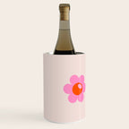 Les Fleurs | 01 - Abstract Retro Floral, Pink And Orange Print Preppy Flowers Wine Chiller Gallery Image 2