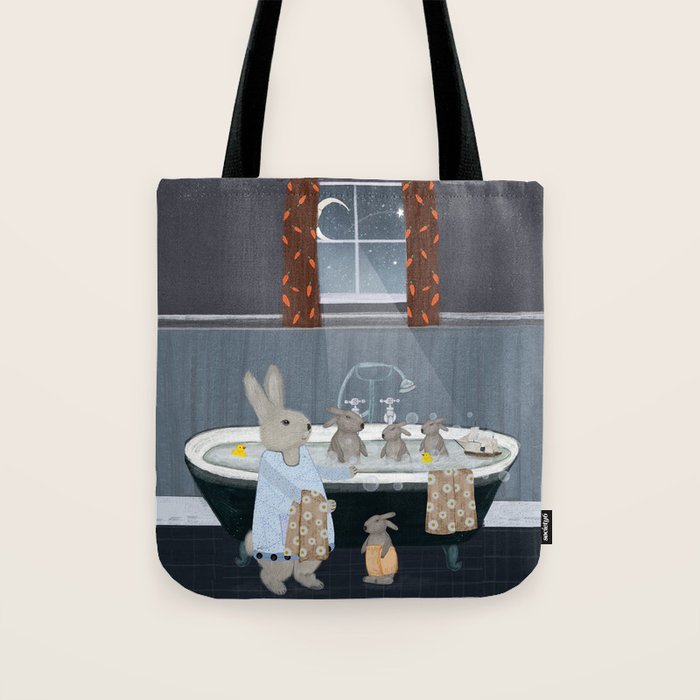 bunny bath time Tote Bag Gallery Image 1