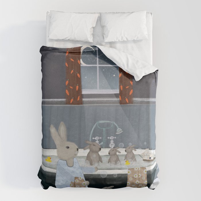 bunny bath time Duvet Cover Gallery Image 6