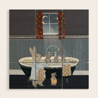 bunny bath time Wood Wall Art Gallery Image 1