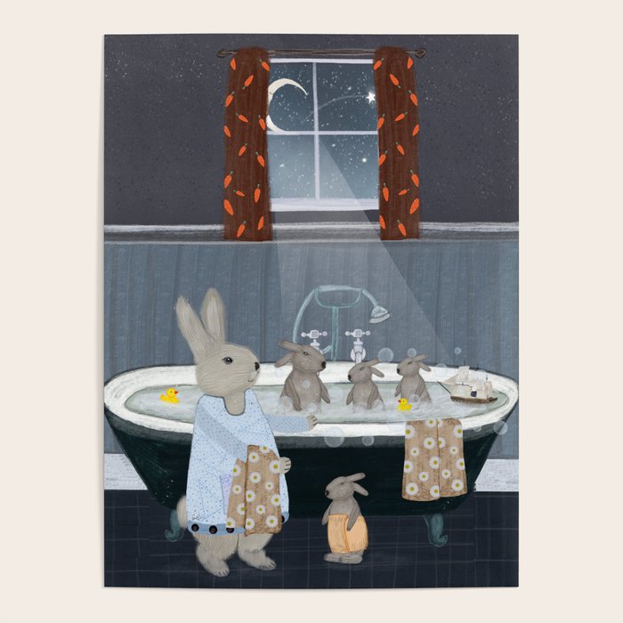 bunny bath time Poster Gallery Image 1