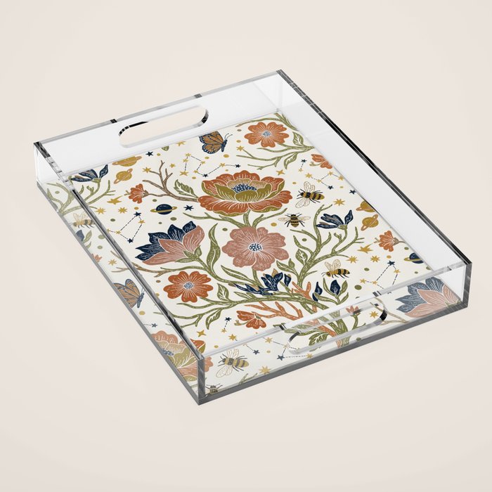 Boho Floral Galaxy Garden Acrylic Tray Gallery Image 1