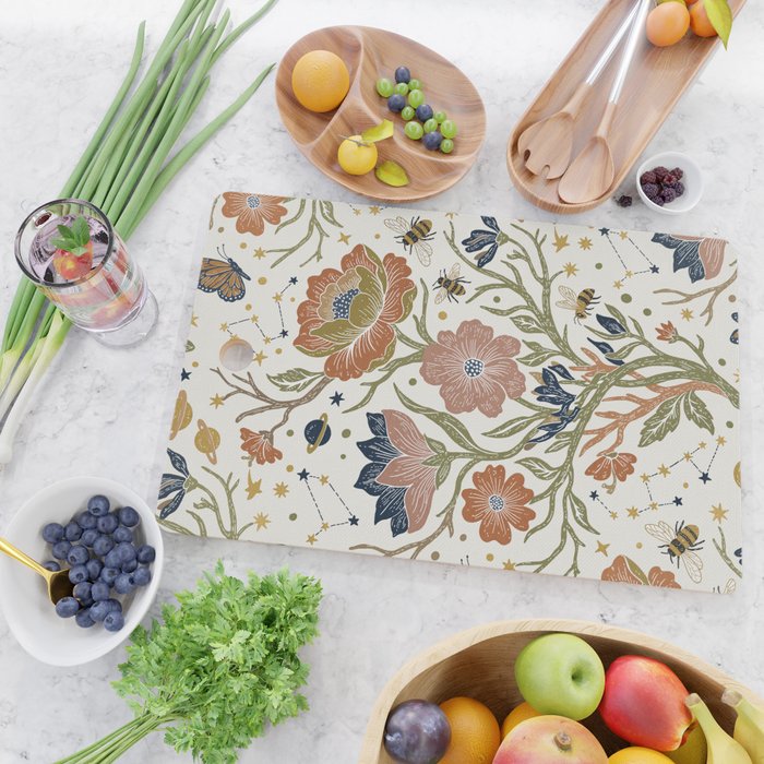 Boho Floral Galaxy Garden Cutting Board Gallery Image 2