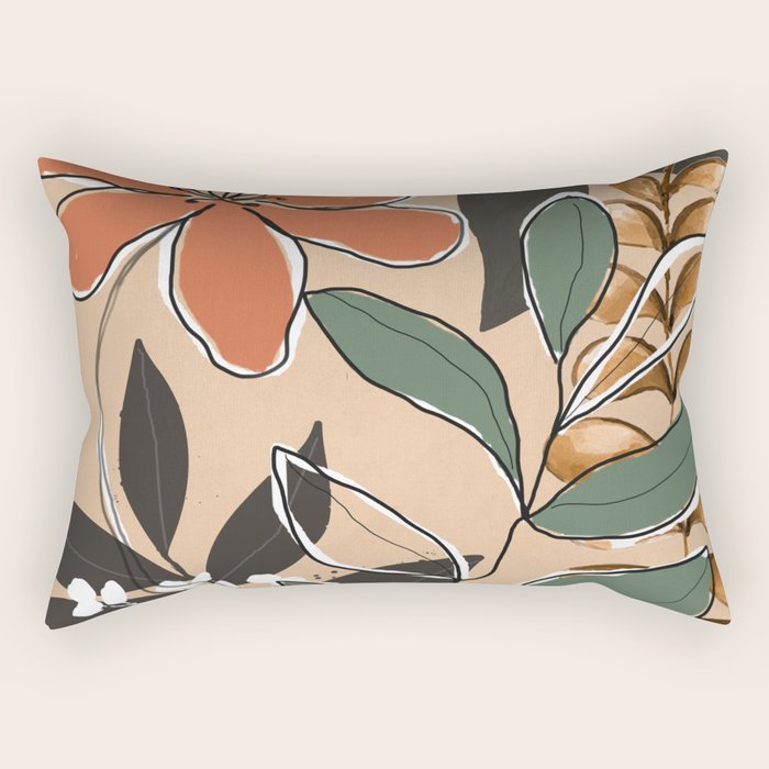 Elegant Botanical Line Art 2 Rectangular Pillow Gallery Image 1