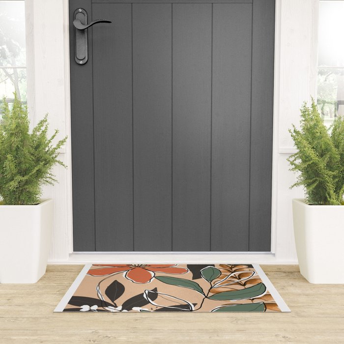 Elegant Botanical Line Art 2 Welcome Mat Gallery Image 3