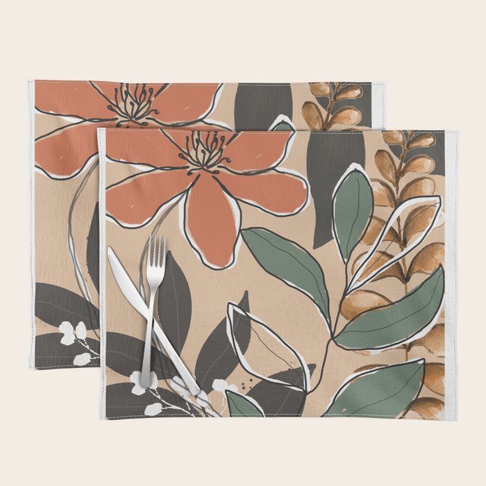 Elegant Botanical Line Art 2 Placemat Gallery Image 1