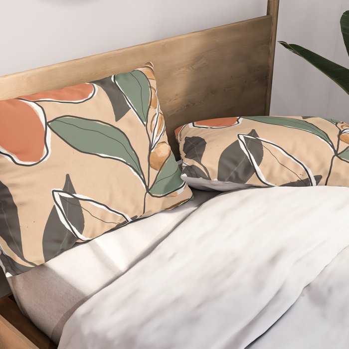 Elegant Botanical Line Art 2 Pillow Sham Gallery Image 2