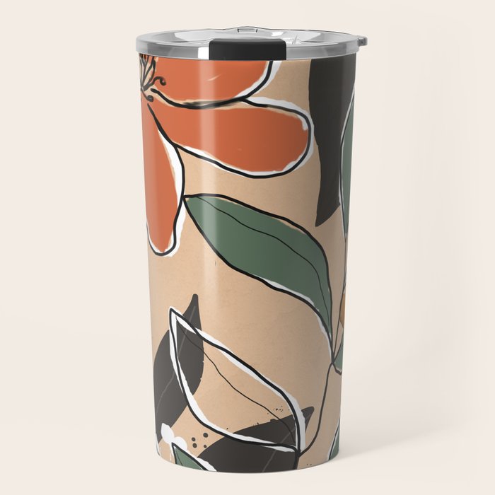 Elegant Botanical Line Art 2 Travel Mug Gallery Image 1