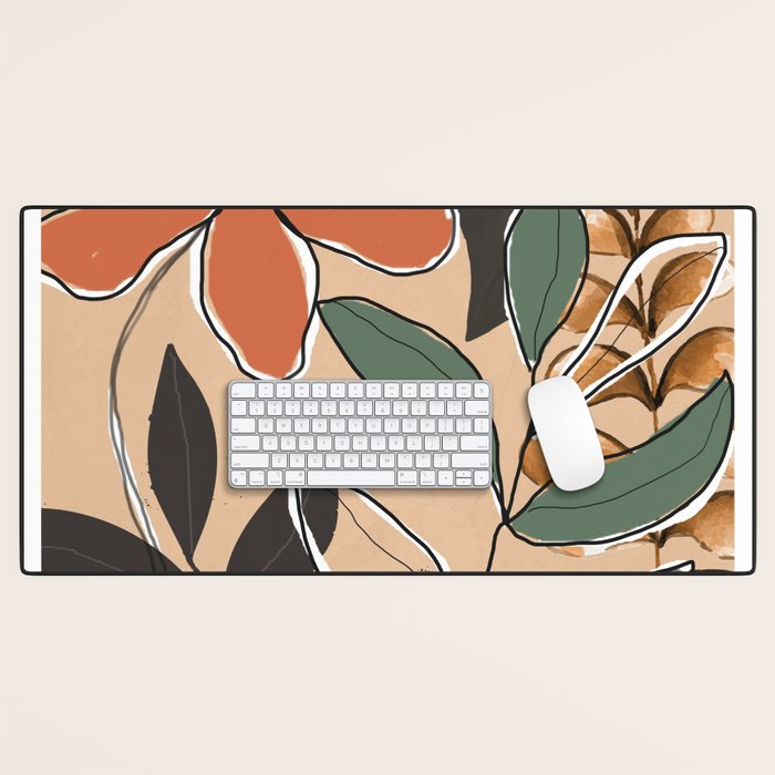 Elegant Botanical Line Art 2 Desk Mat Gallery Image 1