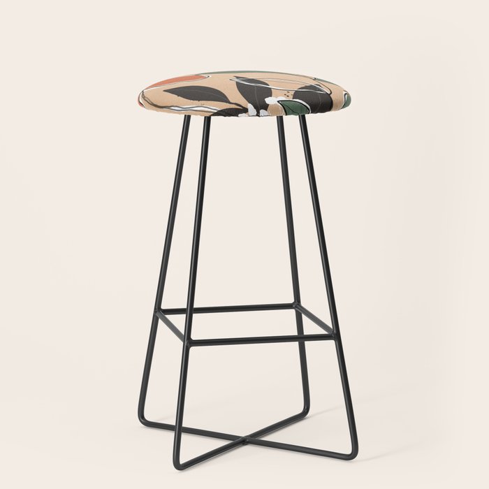 Elegant Botanical Line Art 2 Stool Gallery Image 1