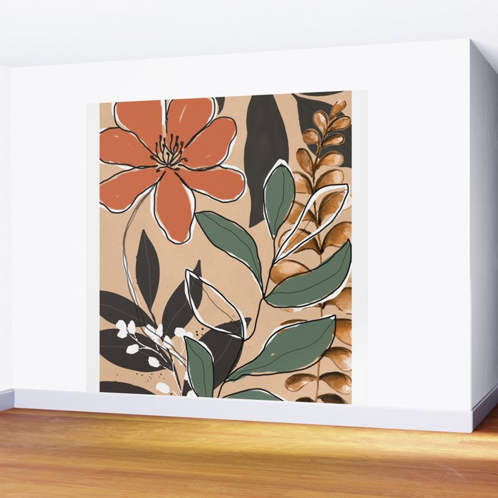 Elegant Botanical Line Art 2 Wall Mural Gallery Image 2
