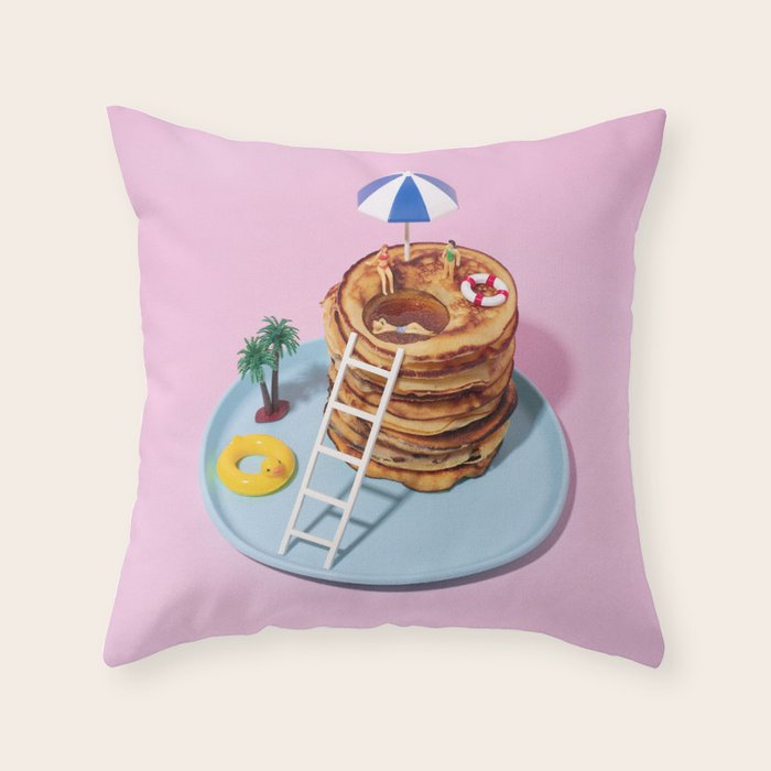 Pancakes pool Throw Pillow Gallery Image 6