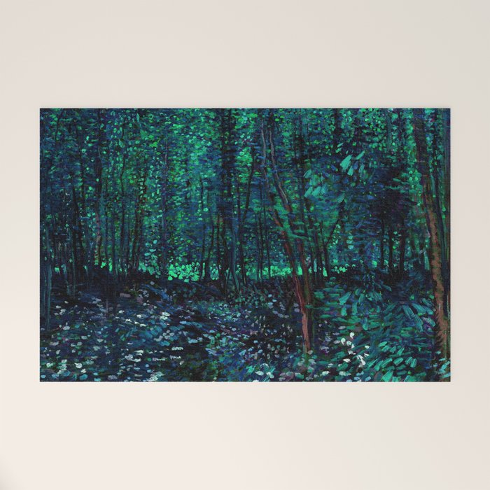 Vincent Van Gogh Trees & Underwood Teal Green Welcome Mat Gallery Image 1