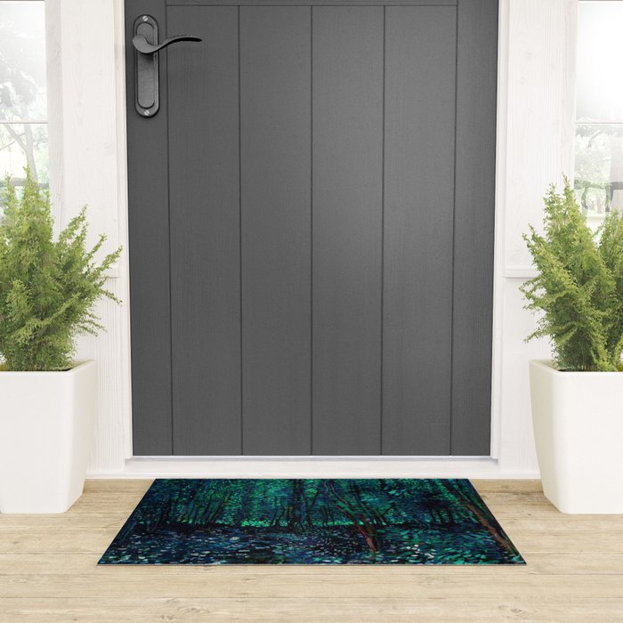 Vincent Van Gogh Trees & Underwood Teal Green Welcome Mat Gallery Image 3