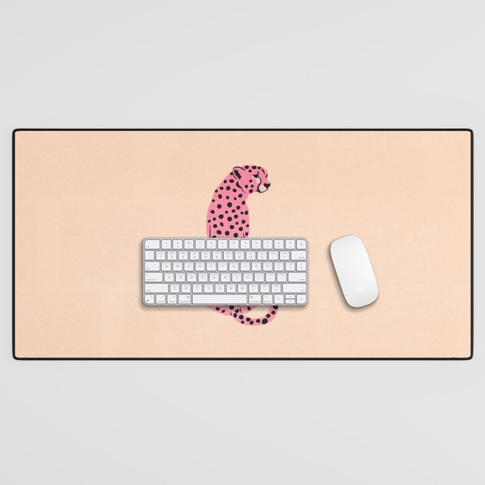 The Stare: Peach Cheetah Edition Desk Mat Gallery Image 1