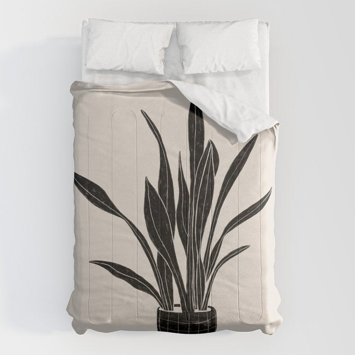 Black & White Plants / Snake Plant Comforter Gallery Image 1
