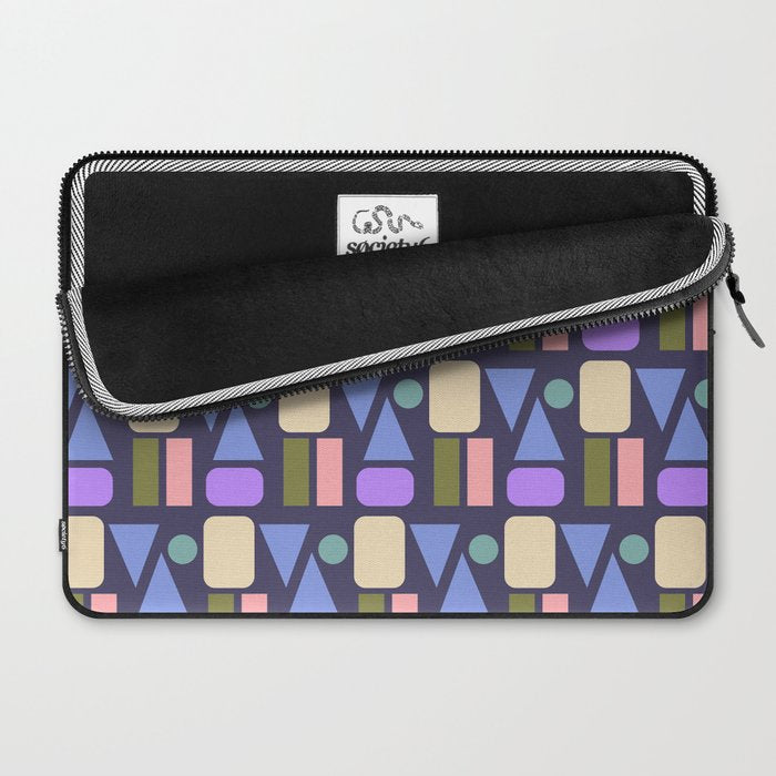Mid-century Geometric Color Fun - Dark Blue Laptop Sleeve Gallery Image 2