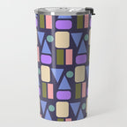Mid-century Geometric Color Fun - Dark Blue Travel Mug Gallery Image 2