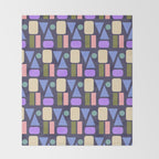 Mid-century Geometric Color Fun - Dark Blue Throw Blanket Gallery Image 2