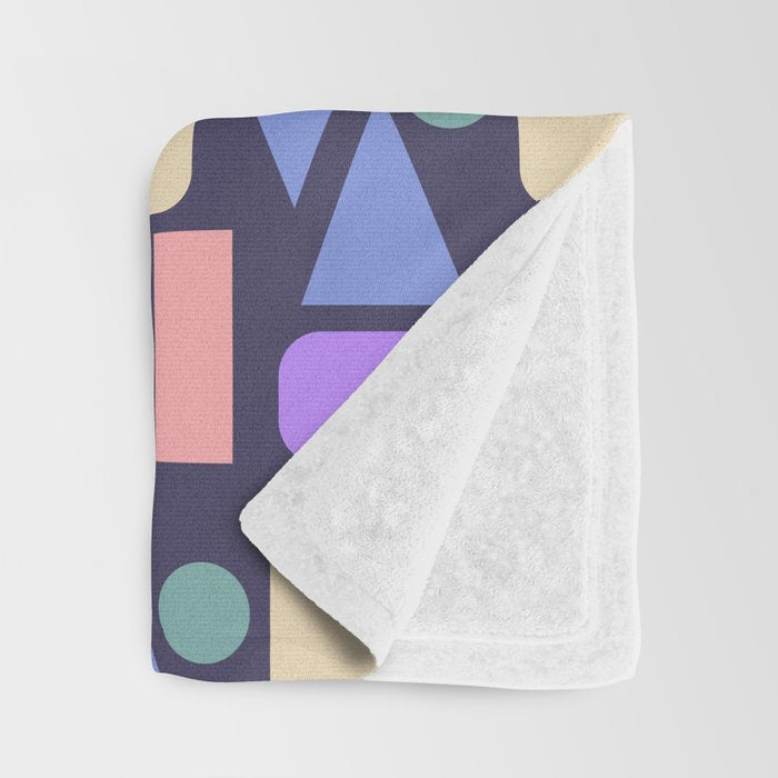 Mid-century Geometric Color Fun - Dark Blue Throw Blanket Gallery Image 3