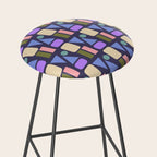 Mid-century Geometric Color Fun - Dark Blue Stool Gallery Image 2