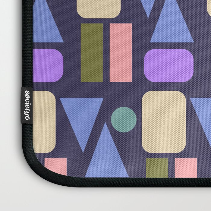 Mid-century Geometric Color Fun - Dark Blue Laptop Sleeve Gallery Image 3