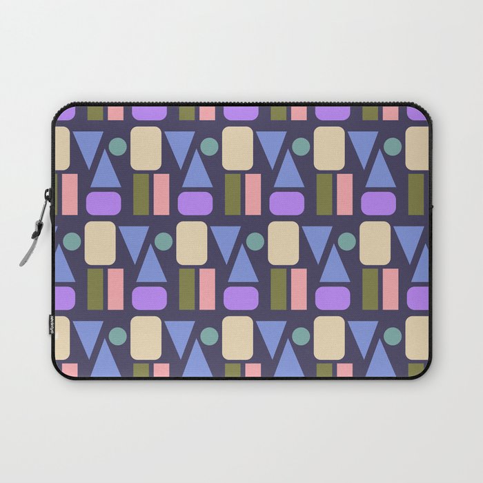 Mid-century Geometric Color Fun - Dark Blue Laptop Sleeve Gallery Image 1