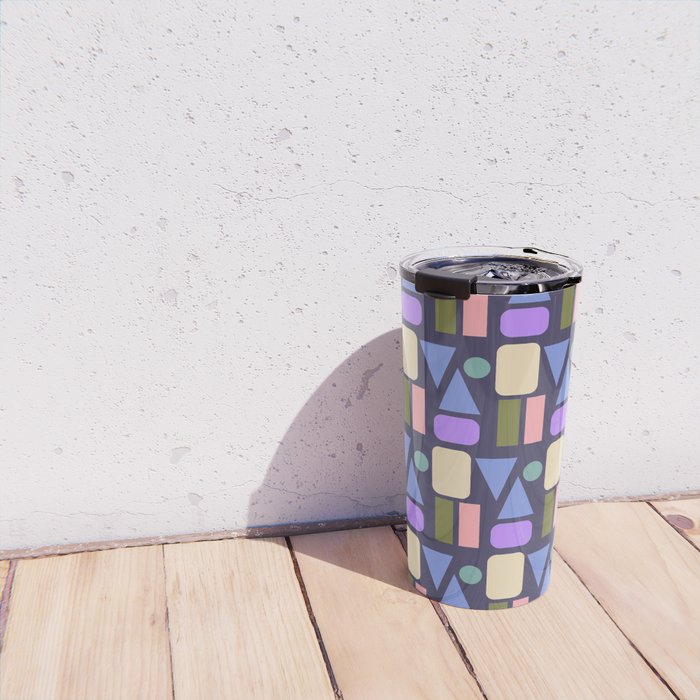 Mid-century Geometric Color Fun - Dark Blue Travel Mug Gallery Image 4